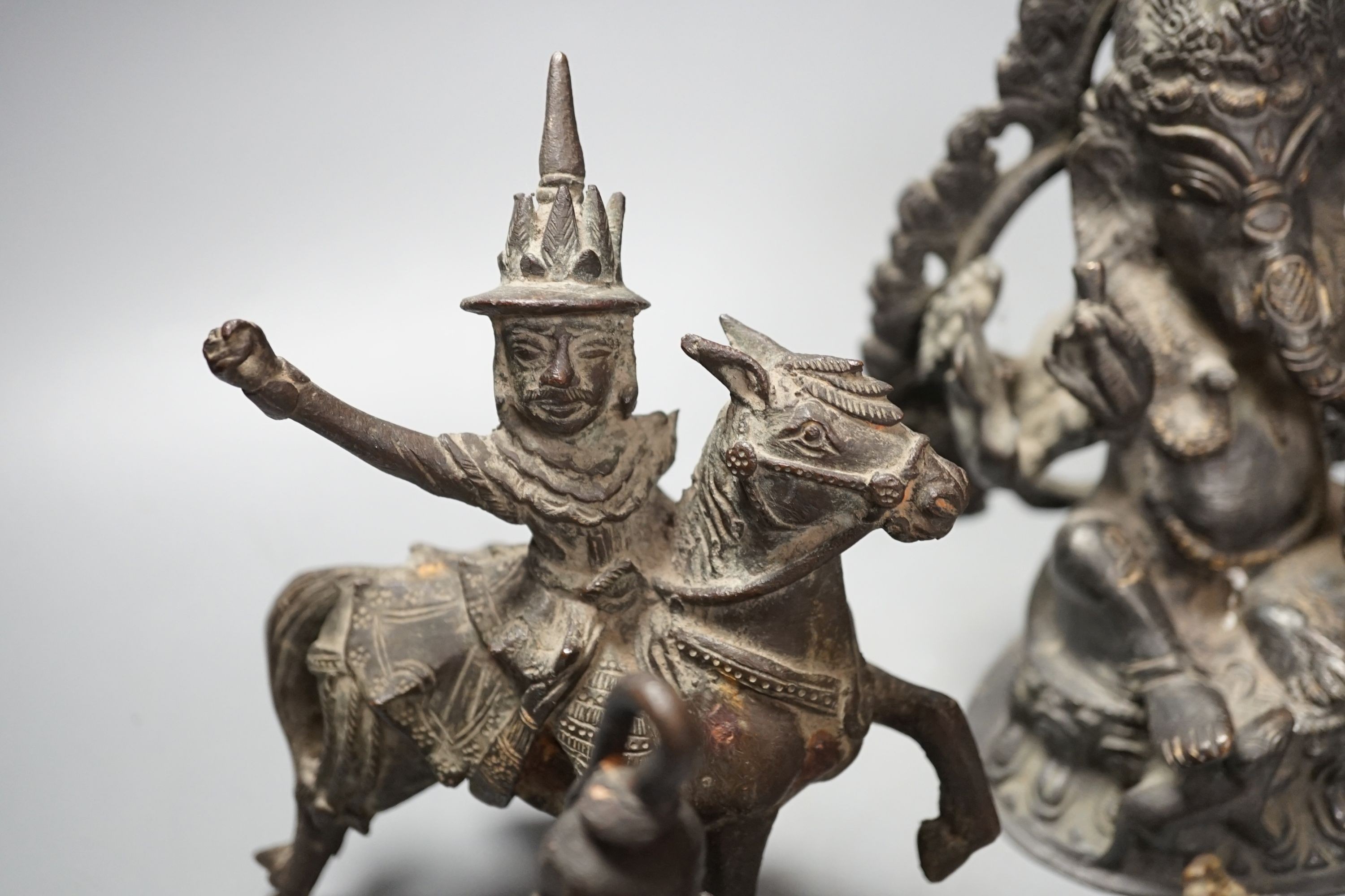 A group of 19th century and later Indian bronze figures of deities, tallest 19cm.